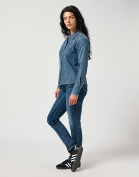WRANGLER DAMSKA KOSZULA JEANSOWA WRANGLER EXAG YOKE SHIRT FADED BLUE 112356476