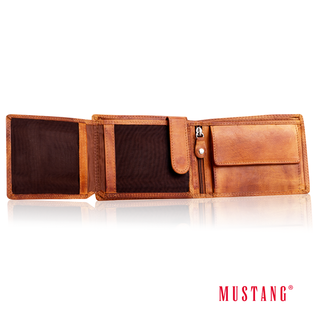 MUSTANG Denimo Wallet Side Opening SKÓRZANY PORTFEL POJEMNY NA KARTY PREMIUM