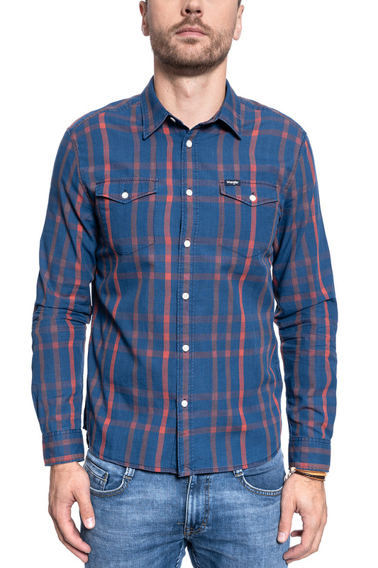 KOSZULA MĘSKA WRANGLER LS 2PKT FLAP SHIRT FORMULA RED W5A56CXWO 112130054