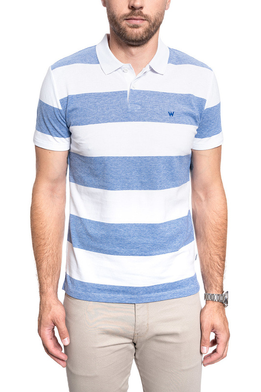 MĘSKA KOSZULKA POLO WRANGLER SS STRIPE POLO SURF BLUE W7F7KHX6U 112131813