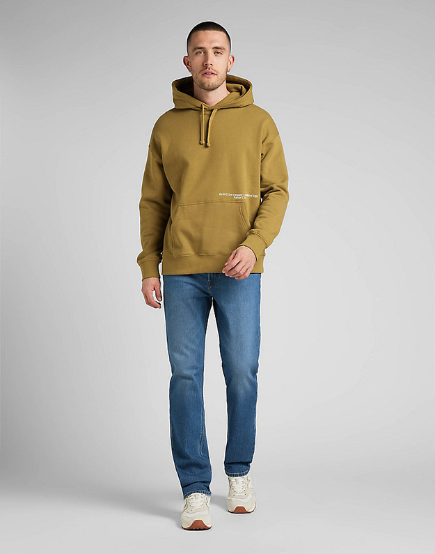 LEE LOGO LOOSE HOODIE MĘSKA BLUZA Z KAPTUREM NIEROZPINANA NADRUK AMMONITE L84HTJ85 112322634