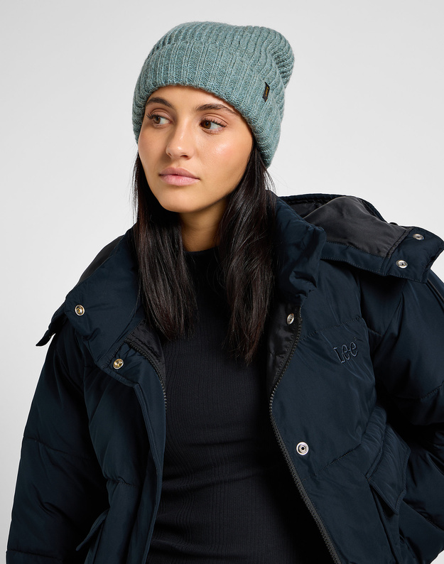 DAMSKA CZAPKA LEE RIBBED KNITTED BEANIE MUTED SAGE 112358903