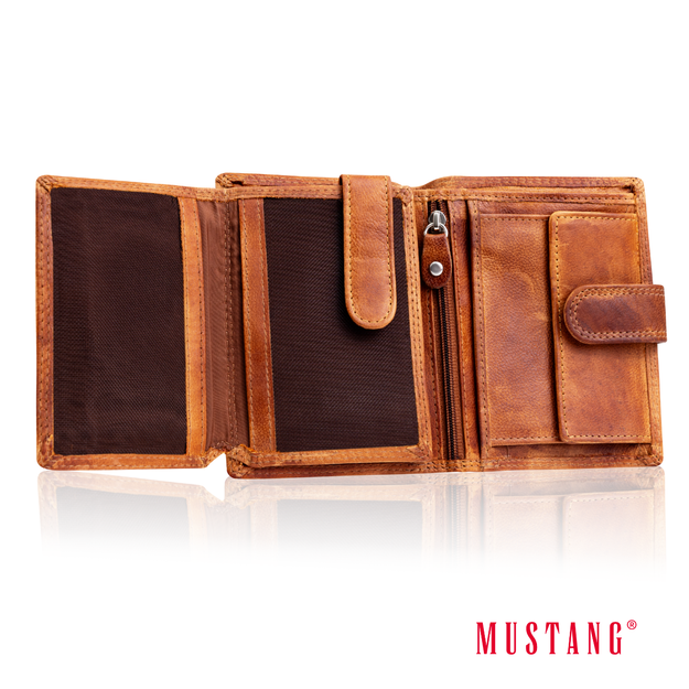 MUSTANG Denimo High Wallet Side Opening MĘSKI SKÓRZANY PORTFEL POJEMNY NA KARTY PREMIUM 