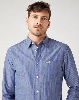 MĘSKA KOSZULA MATERIAŁOWA WRANGLER LS 1PKT SHIRT NAVY W5A15X114 112141419