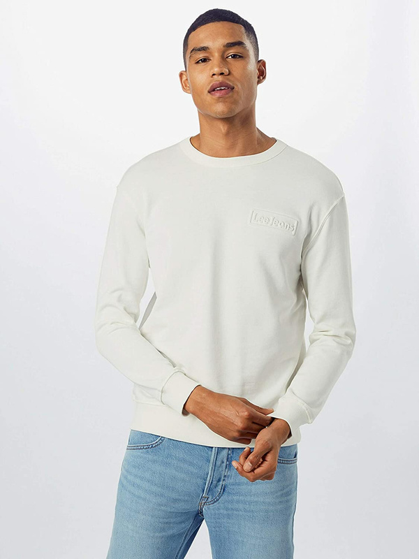 LEE REFINED LOGO CREW SW MĘSKA BLUZA REGULAR FIT ECRU L80OSPNQ 112121471
