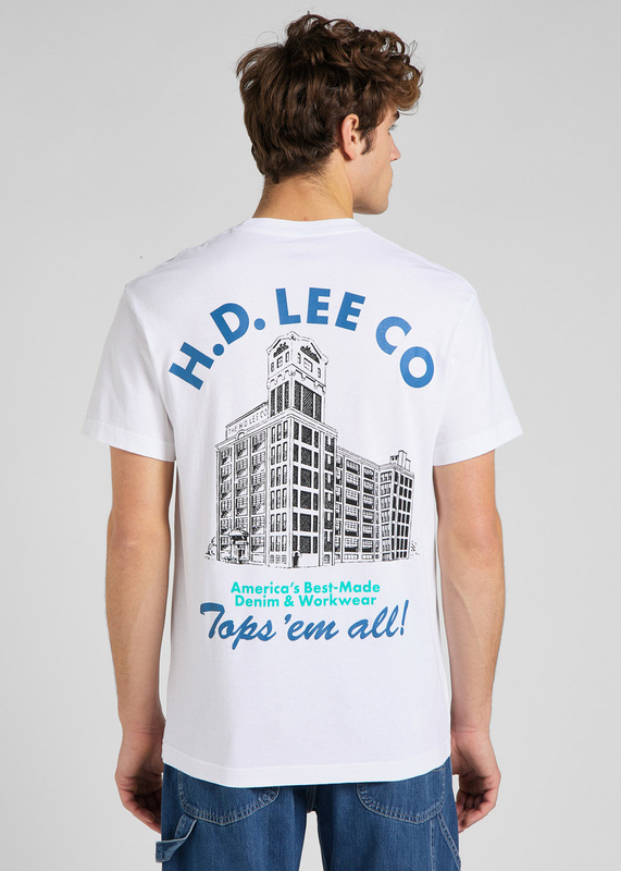 LEE BEST CHOICE TEE MĘSKI T-SHIRT KOSZULKA LOGO NADRUK BRIGHT WHITE L65GFELJ 112145352