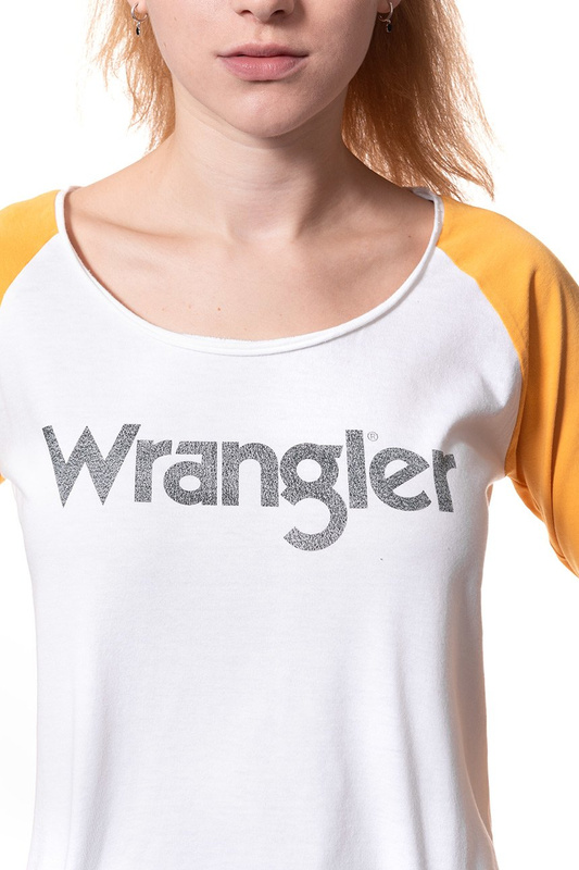 WRANGLER T SHIRT DAMSKI RAGLAN CROP LS TEE WHITE W718CF912 112130920