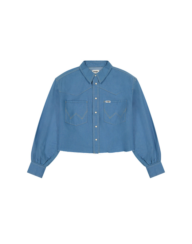 DAMSKA KOSZULA JEANSOWA WRANGLER CUT OFF SHIRT COTTON CANDY BLUE 112362980