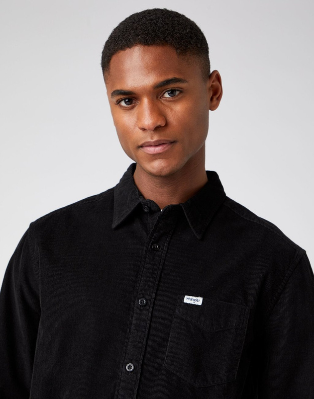 WRANGLER LS 1PKT SHIRT MĘSKA KOSZULA SZTRUKSOWA BLACK W5A14A100 112141410