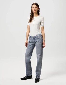 DAMSKA KOSZULKA WRANGLER FEMME KNIT HENLEY WORN WHITE 112370743