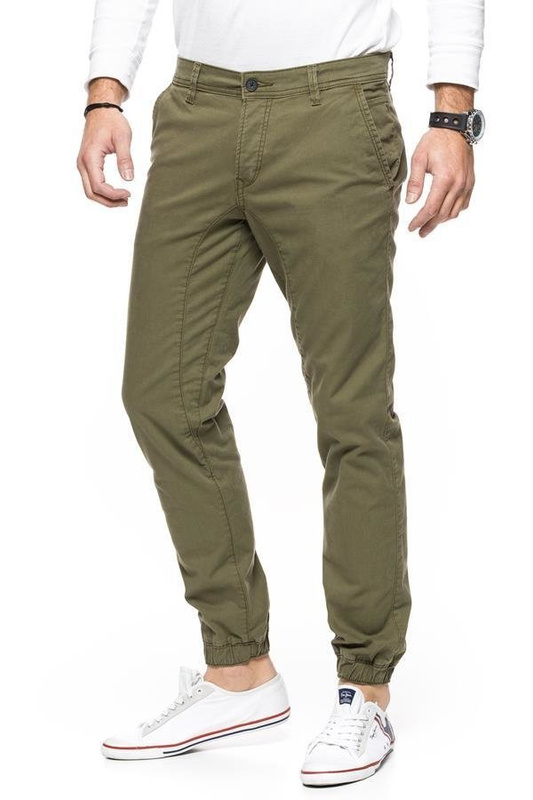 TOM TAILOR SPODNIE MĘSKIE SOLID STRETCH TWILL JOGG CHINO OLIVE DRAP 6403965.00.12 COL. 7141