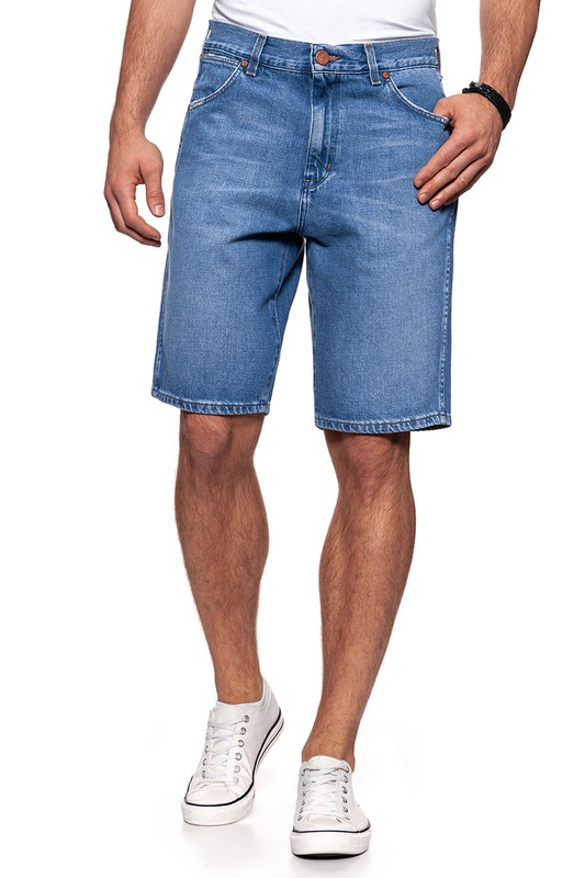 KRÓTKIE SPODENKI WRANGLER DENIM SHORT B&Y FLAG BLUE W14CGX122 112126592