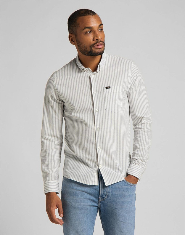 MĘSKA KOSZULA MATERIAŁOWA LEE SLIM BUTTON DOWN WHITE CANVAS L66XQBRR 112116796
