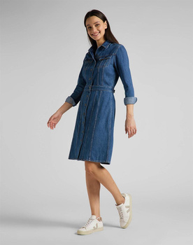 LEE 70s DRESS DAMSKA SUKIENKA JEANSOWA MID STONE L50PNA44 112145232