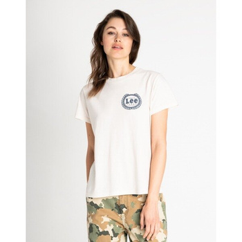 LEE EMBLEM DAMSKI T-SHIRT KOSZULKA NADRUK LOGO ECRU L42GEPLO 112109345