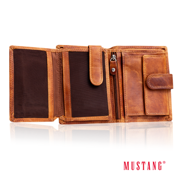 MUSTANG Denimo High Wallet Side Opening MĘSKI SKÓRZANY PORTFEL POJEMNY NA KARTY PREMIUM 