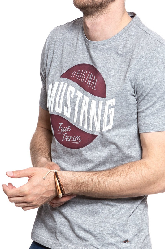MUSTANG T SHIRT CRACK PRINT TEE MID GREY MELANGE 1007536 4164