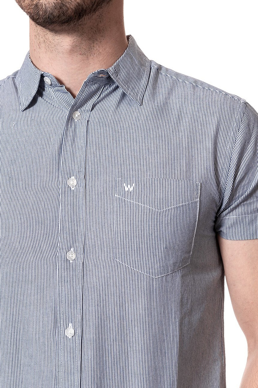 KOSZULA MĘSKA KRÓTKI RĘKAW WRANGLER SS 1 PKT SHIRT PEACOAT BLUE W58604M49 112129484