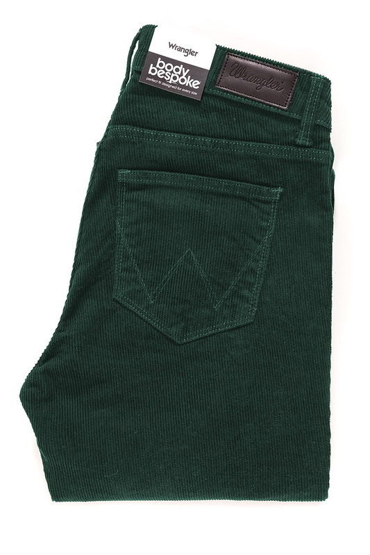 DAMSKIE SPODNIE SZTRUKSOWE WRANGLER SLIM GREEN NIGHT W28LEK18P 112128382