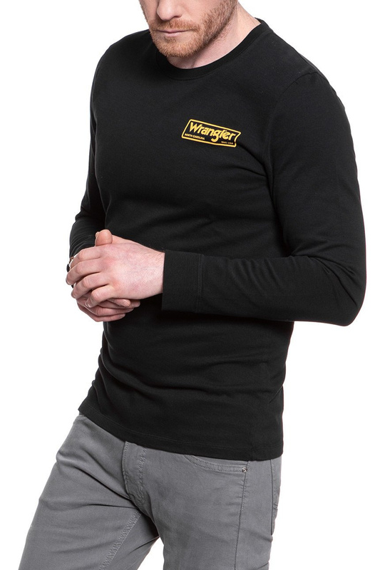 KOSZULKA LONGSLEEVE WRANGLER LS BOX TEE BLACK W7C0FG100 112131616