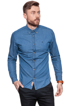 WRANGLER L/S BUTTON-DOWN SHIR MID INDIGO W57651H8E