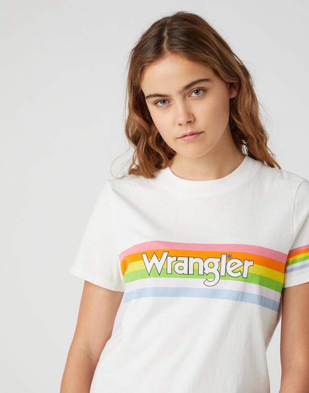 DAMSKI T-SHIRT WRANGLER HIGH RIB REGULAR TEE WORN WHITE W7N9-GH-W02 112132001