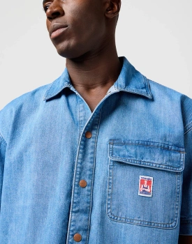 MESKA KOSZULA JEANSOWA WRANGLER SS CJ OVERSHIRT MID WASH 112362747