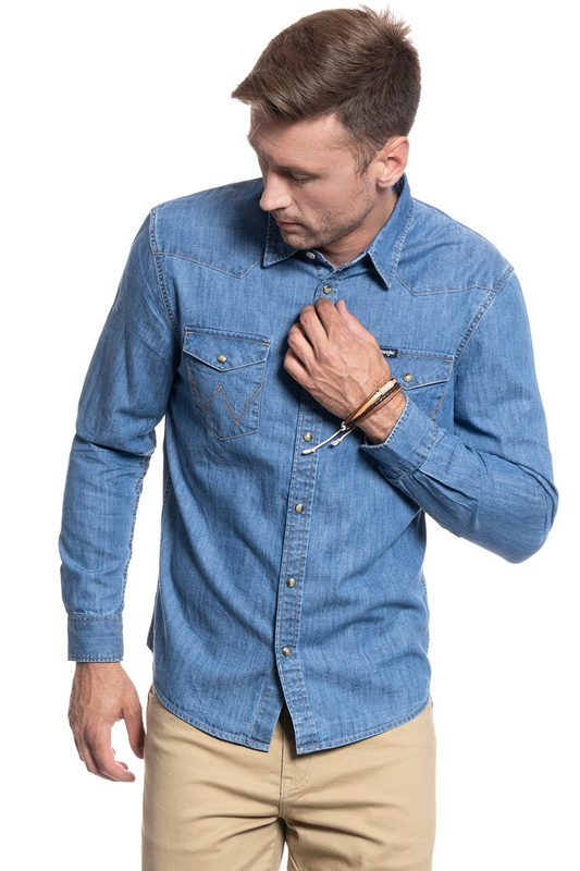 WRANGLER DENIM WESTERN SHIRT MID INDIGO W5M12AX8E 112130201
