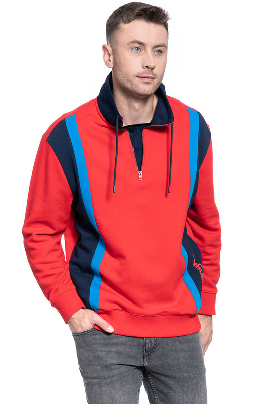 MĘSKA BLUZA WRANGLER CUT&SEW HALFZIP FORMULA RED W6C3HQXWO 112130706