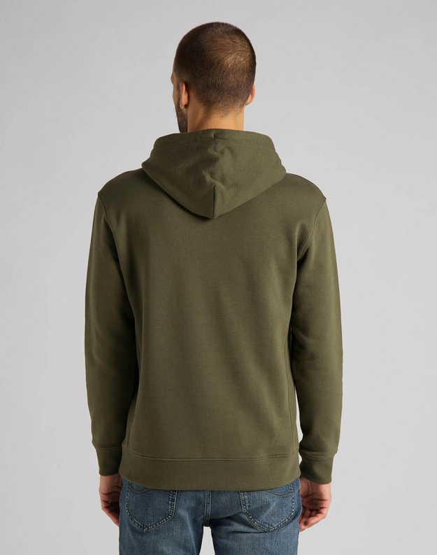 LEE PLAIN HOODIE MĘSKA BLUZA Z KAPTUREM LOGO OLIVE GREEN L80YTJNX 112121620