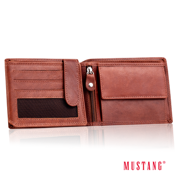 MUSTANG Denimo High Wallet Side Opening With Button SKÓRZANY PORTFEL POJEMNY NA KARTY PREMIUM 