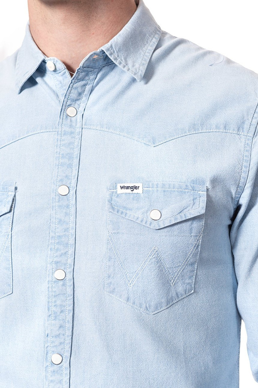 KOSZULA JEANSOWA MĘSKA WRANGLER LS WESTERN LIGHT STONE W5A231GZ6 112129994