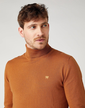 MĘSKI SWETER WRANGLER ROLL NECK KNIT NUTMEG BROWN W8A22PH02 112141658