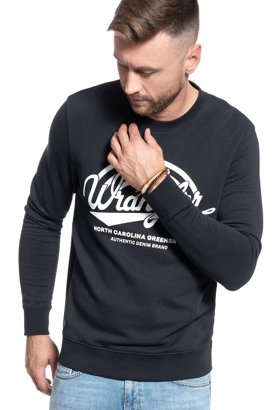 MĘSKA BLUZA WRANGLER LOGO CREW BLUE GRAPHITE W6C0HAX15 112130701