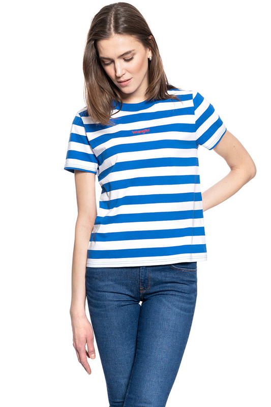 WRANGLER SS STRIPE TEE DAMSKI T-SHIRT KOSZULKA W PASKI WRANGLER BLUE W7Z7EVX05 112132184