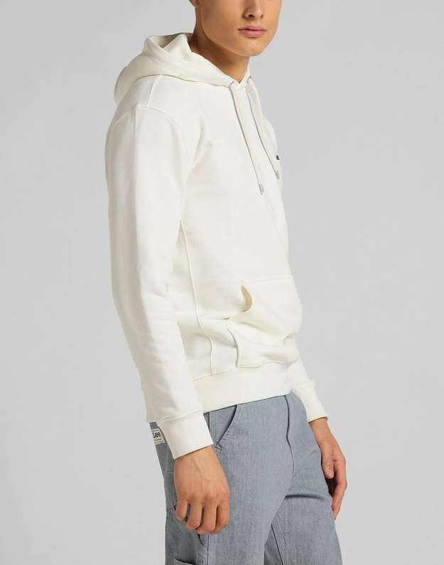 LEE PLAIN HOODIE MĘSKA BLUZA Z KAPTUREM LOGO ECRU L80YSPNQ 112121601