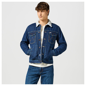 WRANGLER MĘSKA KURTKA JEANSOWA WRANGLER SHERPA JACKET DARK STONE 112356724