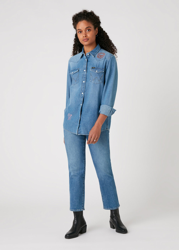 DAMSKA KOSZULA JEANSOWA WRANGLER BOYFRIEND WESTERN SH LOUD CRAFT W5Q1LW87A 112130287