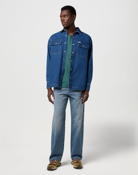 MESKA KOSZULKA  WRANGLER EMBROIDERY TEE BISTRO GREEN 112371491