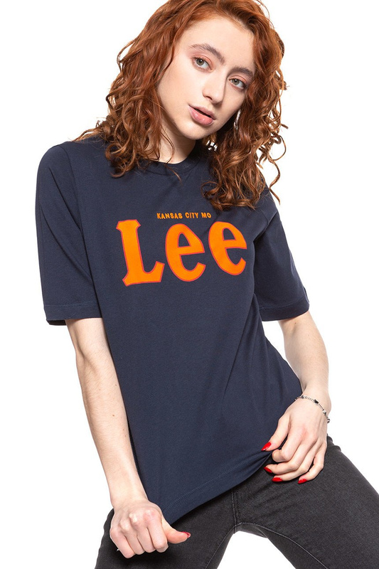 LEE T SHIRT DAMSKI TEE MIDNIGHT NAVY L43RAIMA 112109732