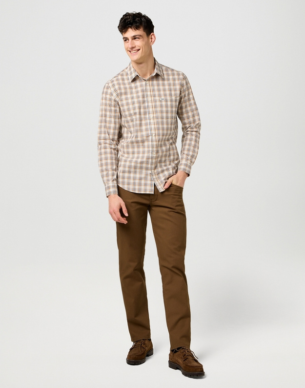 MESKIE SPODNIE  WRANGLER GREENSBORO DARK EARTH 112371571