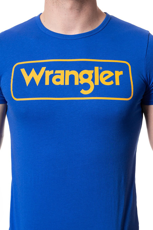 KOSZULKA WRANGLER B&Y LOGO TEE NAUTICAL BLUE W7B57FKV2 112131496