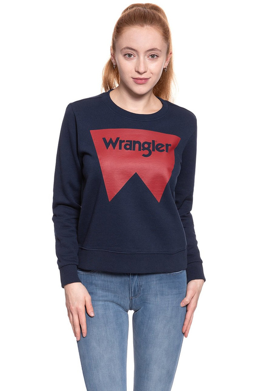 BLUZA WRANGLER DAMSKA LOGO CREW NAVY W6087HY35 112130466