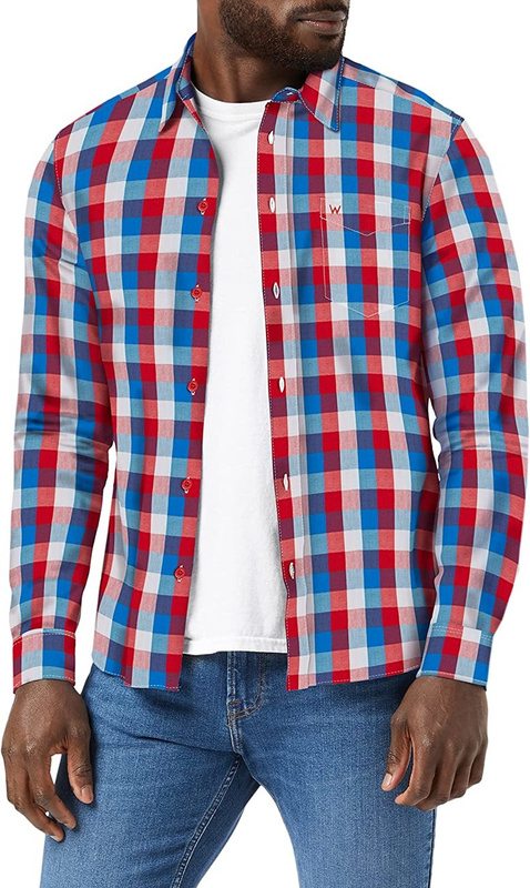 MĘSKA KOSZULA WRANGLER LS 1 PKT SHIRT RED W5M24MX47 112130210