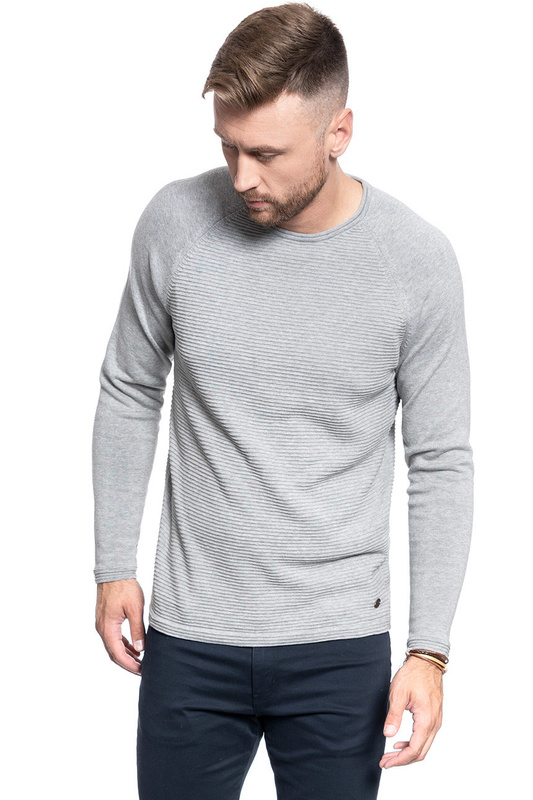 SWETER MĘSKI MUSTANG Emil C Structure MID GREY MELANGE 1008255 4140