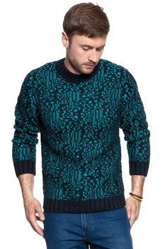 MĘSKI SWETER WRANGLER JACQUARD KNIT DARK NAVY W8641QHAE 112132343