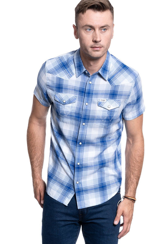 MĘSKA KOSZULA WRANGLER SS WESTERN SHIRT SURF BLUE W5J0ORX6U 112130154