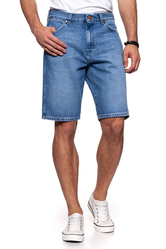 KRÓTKIE SPODENKI WRANGLER DENIM SHORT B&Y FLAG BLUE W14CGX122 112126592