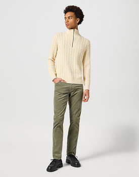 WRANGLER MĘSKIE SPODNIE SZTRUKSOWE TEXAS SLIM DUSTY OLIVE 112358038