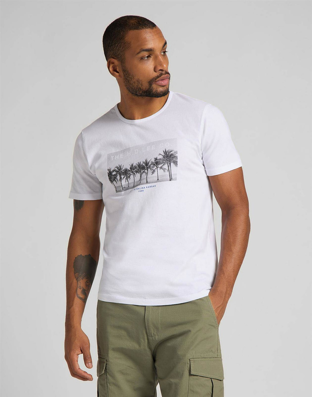 MĘSKI T-SHIRT LEE SS PICTURE TEE WHITE CANVAS L60ZFERR 112113661